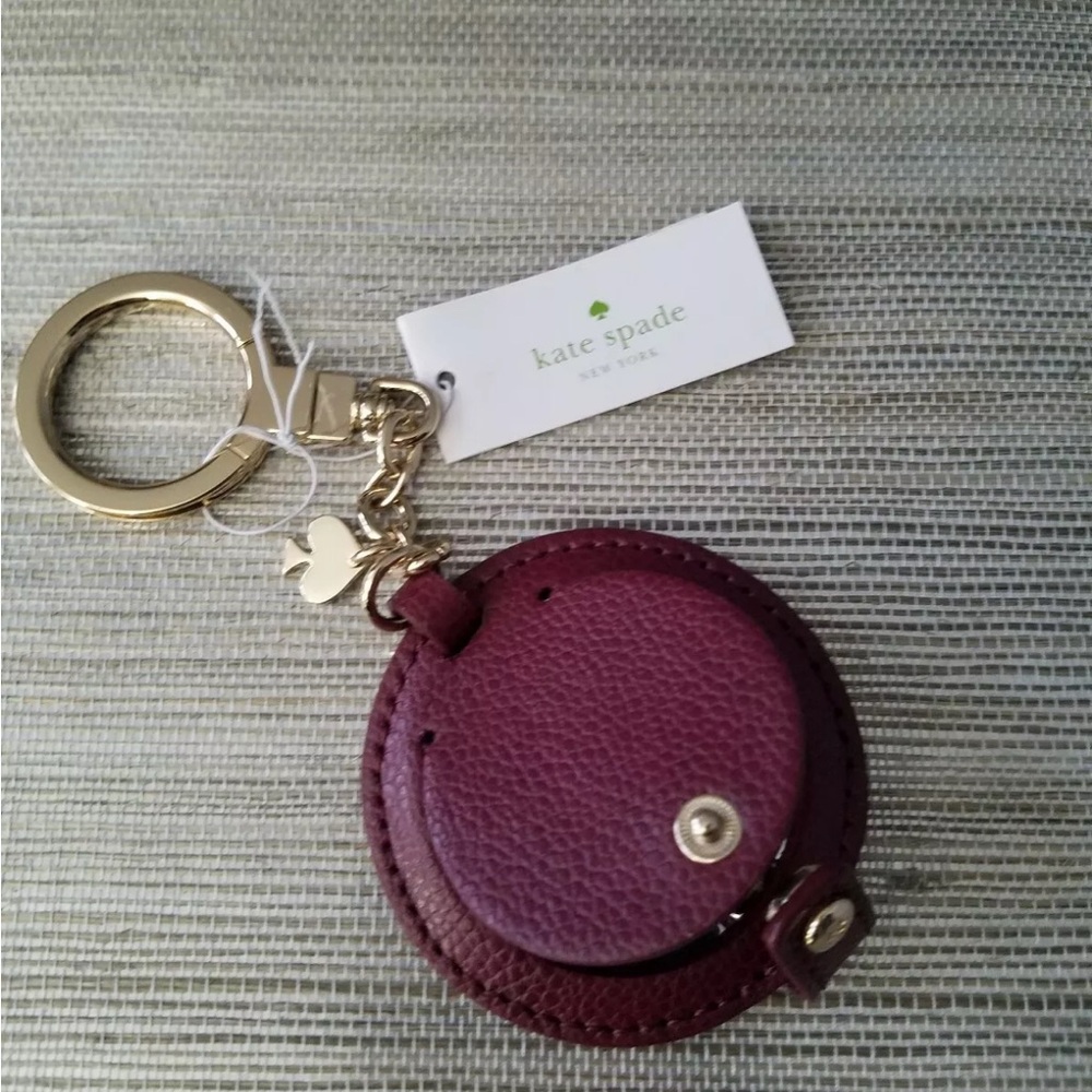 Kate Spade" Compact Mirror Keyfob, Color: Blackcherry NWT